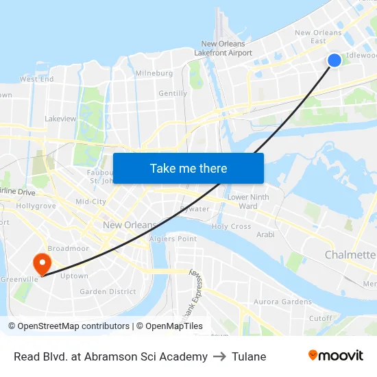 Read Blvd. at Abramson Sci Academy to Tulane map