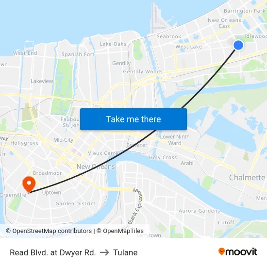 Read Blvd. at Dwyer Rd. to Tulane map