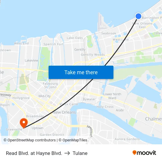 Read Blvd. at Hayne Blvd. to Tulane map