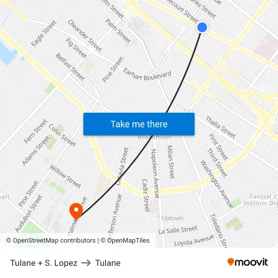 Tulane + S. Lopez to Tulane map