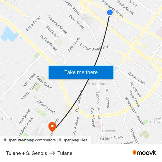 Tulane + S. Genois to Tulane map