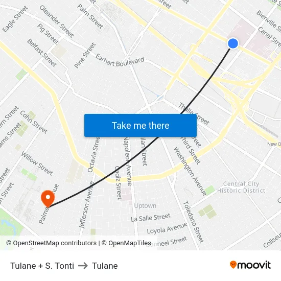 Tulane + S. Tonti to Tulane map