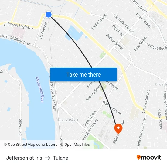 Jefferson at Iris to Tulane map