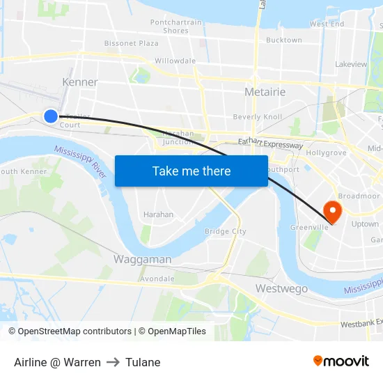 Airline @ Warren to Tulane map