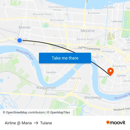 Airline @ Maria to Tulane map