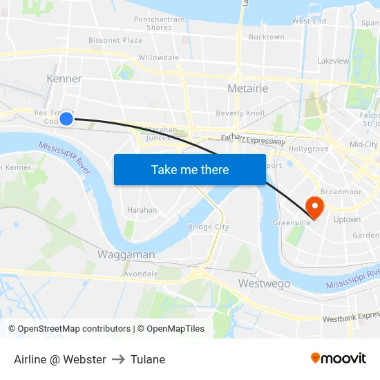 Airline @ Webster to Tulane map