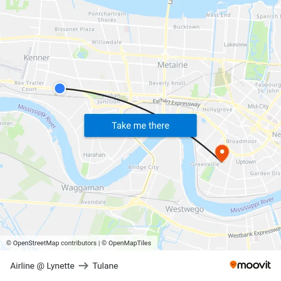 Airline @ Lynette to Tulane map