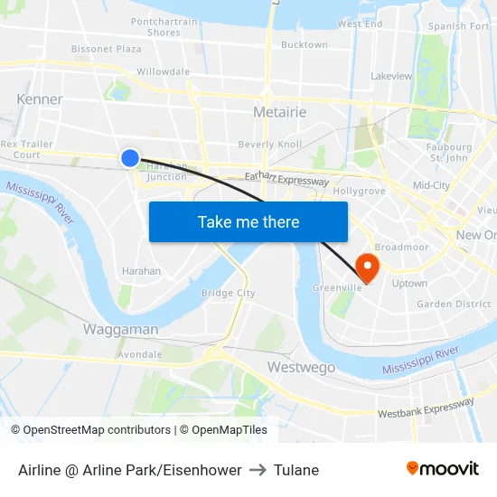 Airline @ Arline Park/Eisenhower to Tulane map