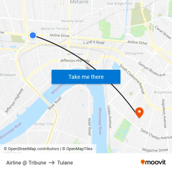 Airline @ Tribune to Tulane map
