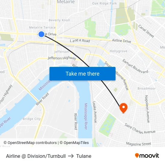 Airline @ Division/Turnbull to Tulane map
