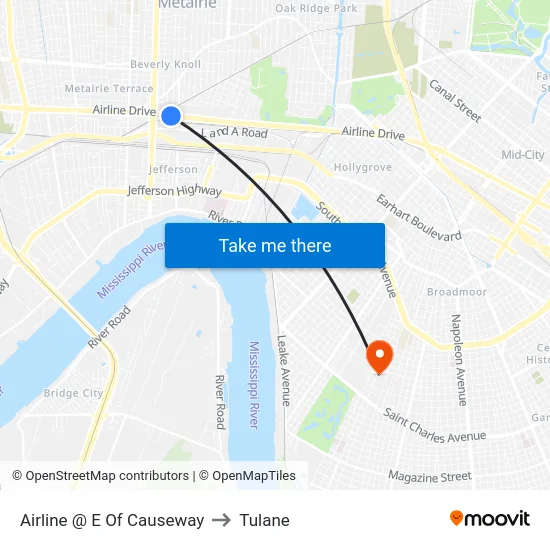 Airline @ E Of Causeway to Tulane map