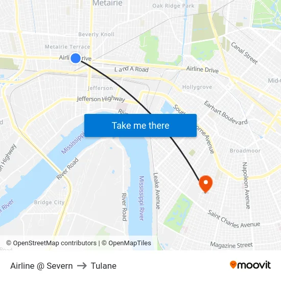 Airline @ Severn to Tulane map