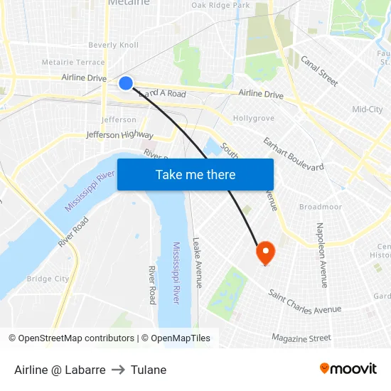 Airline @ Labarre to Tulane map