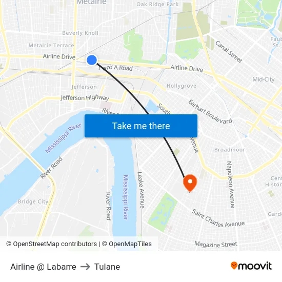 Airline @ Labarre to Tulane map