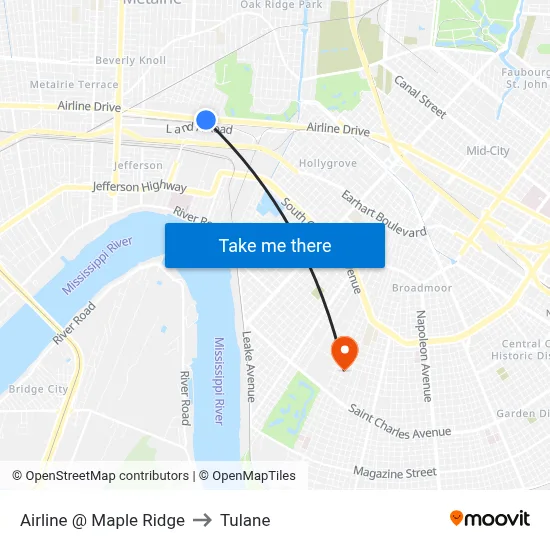 Airline @ Maple Ridge to Tulane map