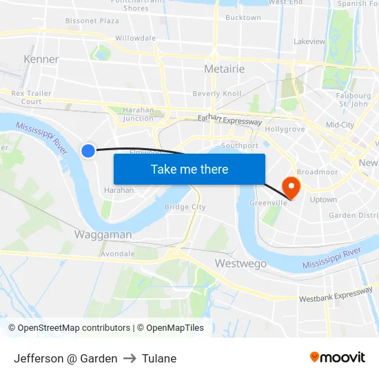 Jefferson @ Garden to Tulane map