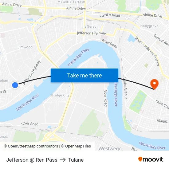 Jefferson @ Ren Pass to Tulane map