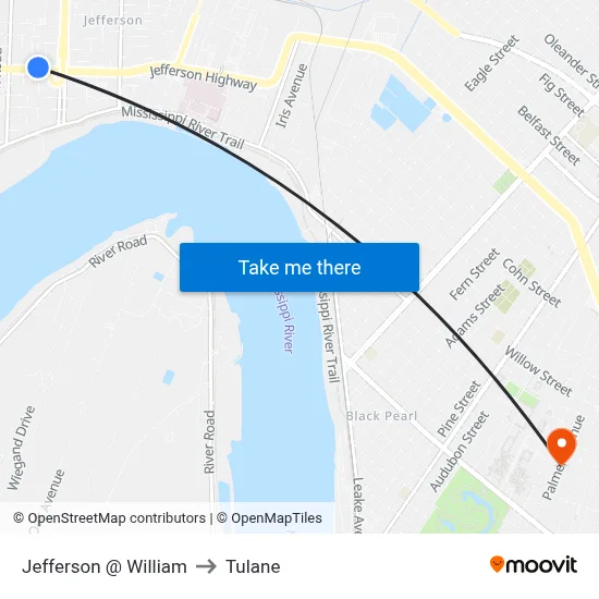 Jefferson @ William to Tulane map