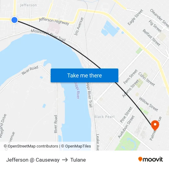 Jefferson @ Causeway to Tulane map