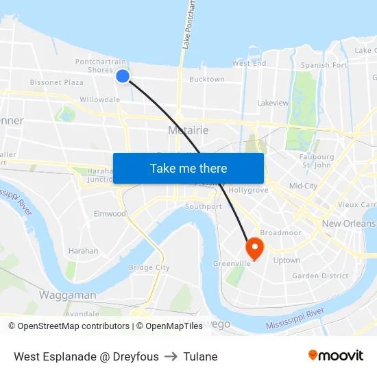 West Esplanade @ Dreyfous to Tulane map