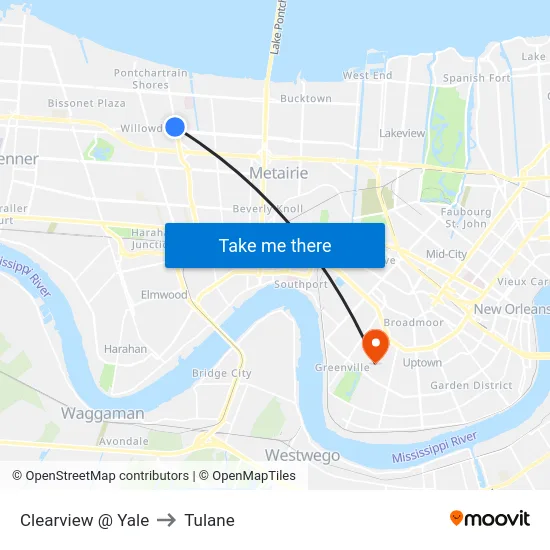 Clearview @ Yale to Tulane map