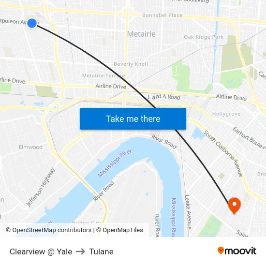 Clearview @ Yale to Tulane map