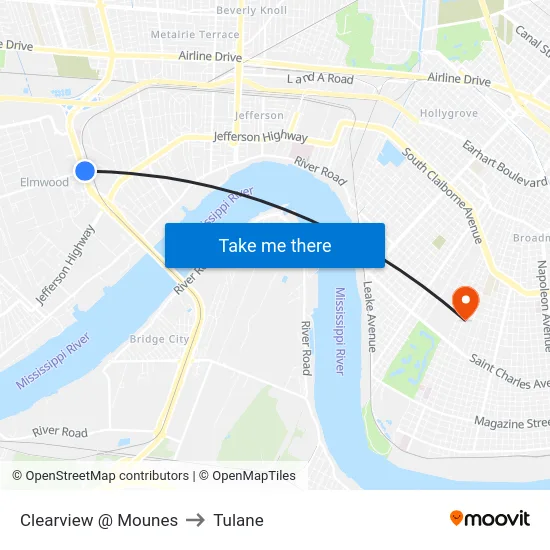 Clearview @ Mounes to Tulane map