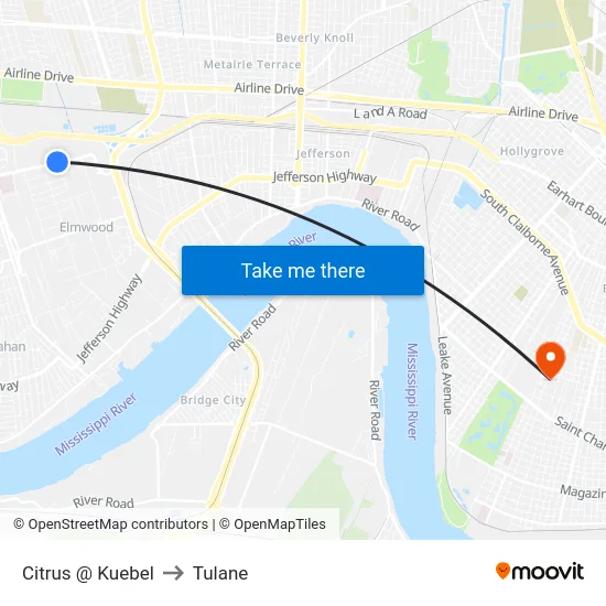 Citrus @ Kuebel to Tulane map