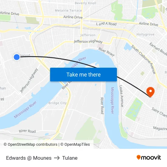 Edwards @ Mounes to Tulane map