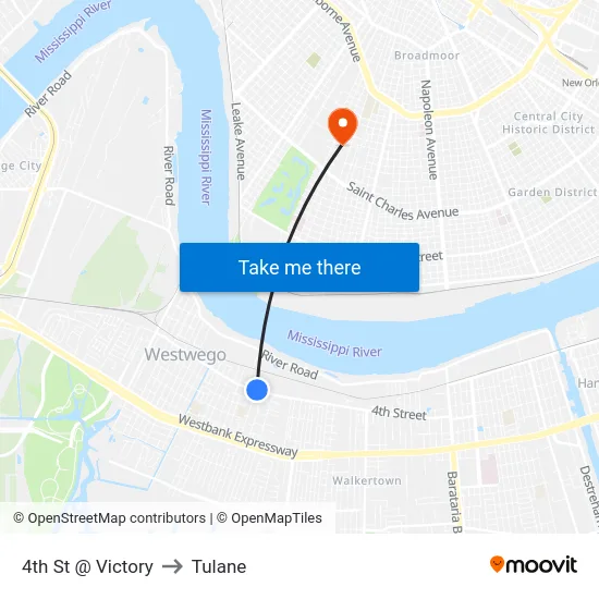 4th St @ Victory to Tulane map