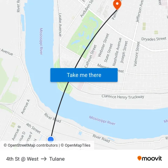 4th St @ West to Tulane map