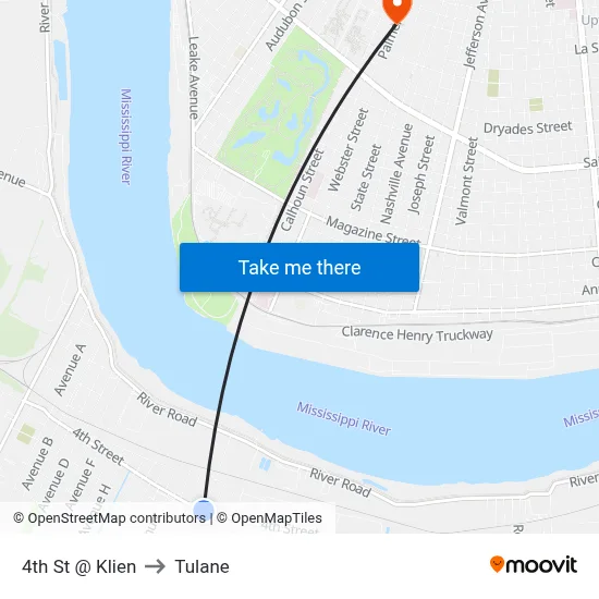 4th St @ Klien to Tulane map