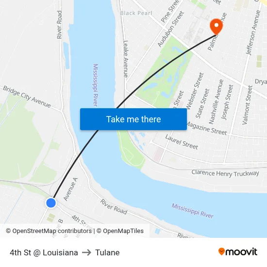 4th St @ Louisiana to Tulane map