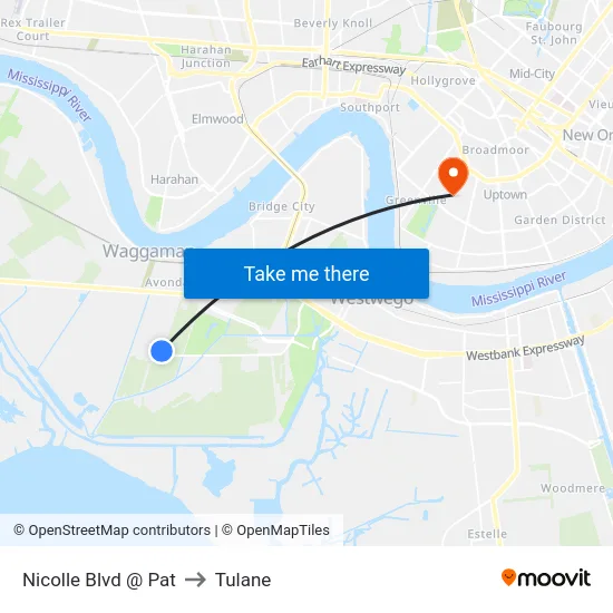 Nicolle Blvd @ Pat to Tulane map