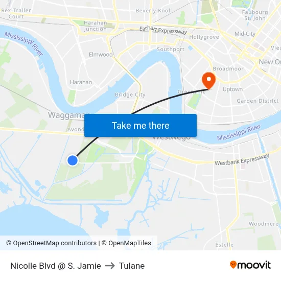 Nicolle Blvd @ S. Jamie to Tulane map