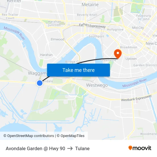 Avondale Garden @ Hwy 90 to Tulane map