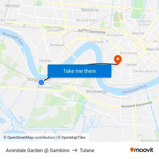 Avondale Garden @ Gambino to Tulane map