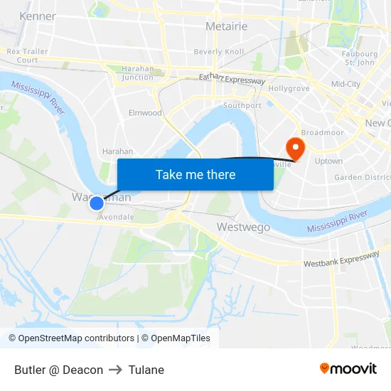 Butler @ Deacon to Tulane map