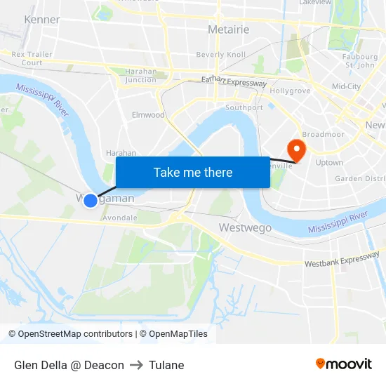Glen Della @ Deacon to Tulane map