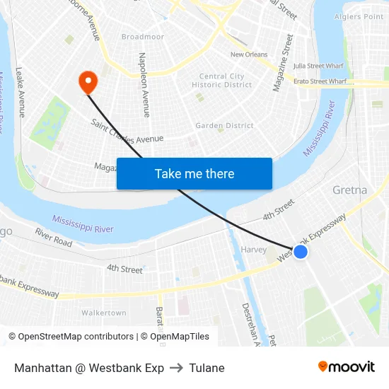 Manhattan @ Westbank Exp to Tulane map