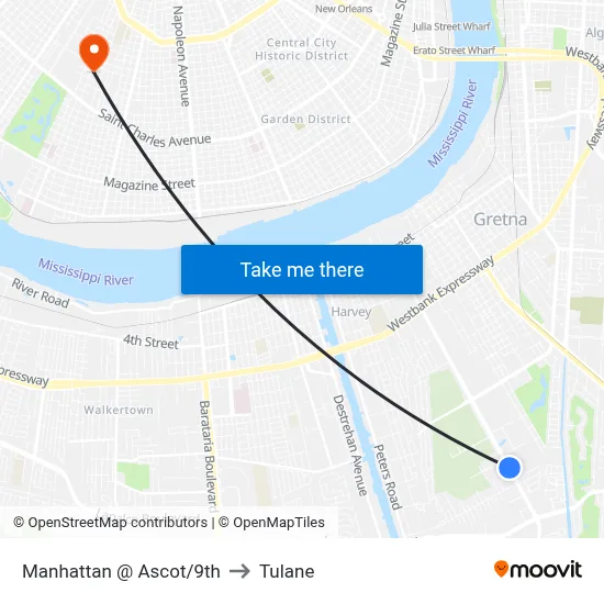 Manhattan @ Ascot/9th to Tulane map