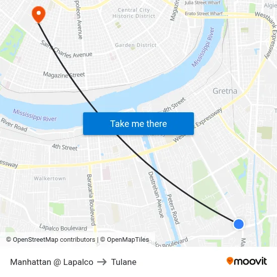 Manhattan @ Lapalco to Tulane map