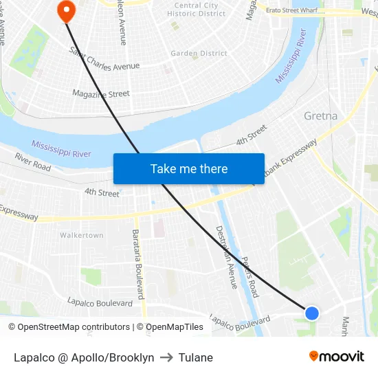 Lapalco @ Apollo/Brooklyn to Tulane map