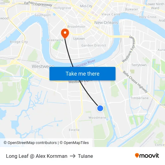 Long Leaf @ Alex Kornman to Tulane map