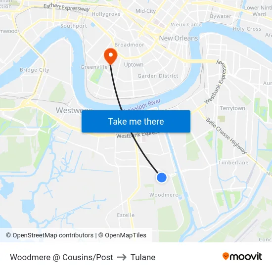 Woodmere @ Cousins/Post to Tulane map