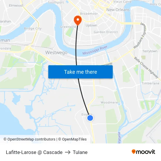 Lafitte-Larose @ Cascade to Tulane map