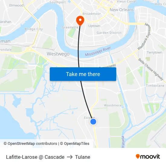 Lafitte-Larose @ Cascade to Tulane map