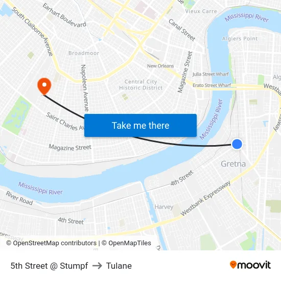 5th Street @ Stumpf to Tulane map