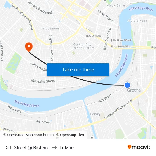5th Street @ Richard to Tulane map