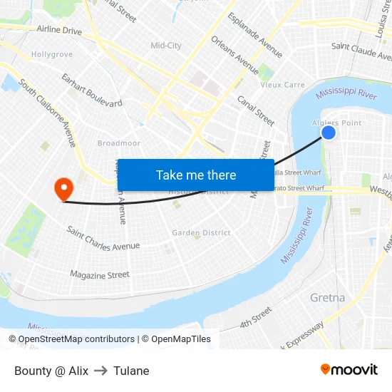 Bounty @ Alix to Tulane map
